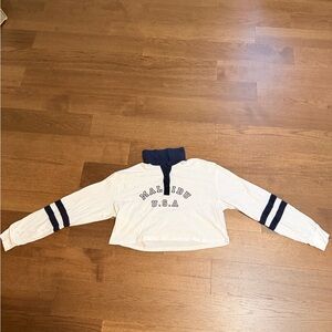 Hollister Navy and Cream Button-Up